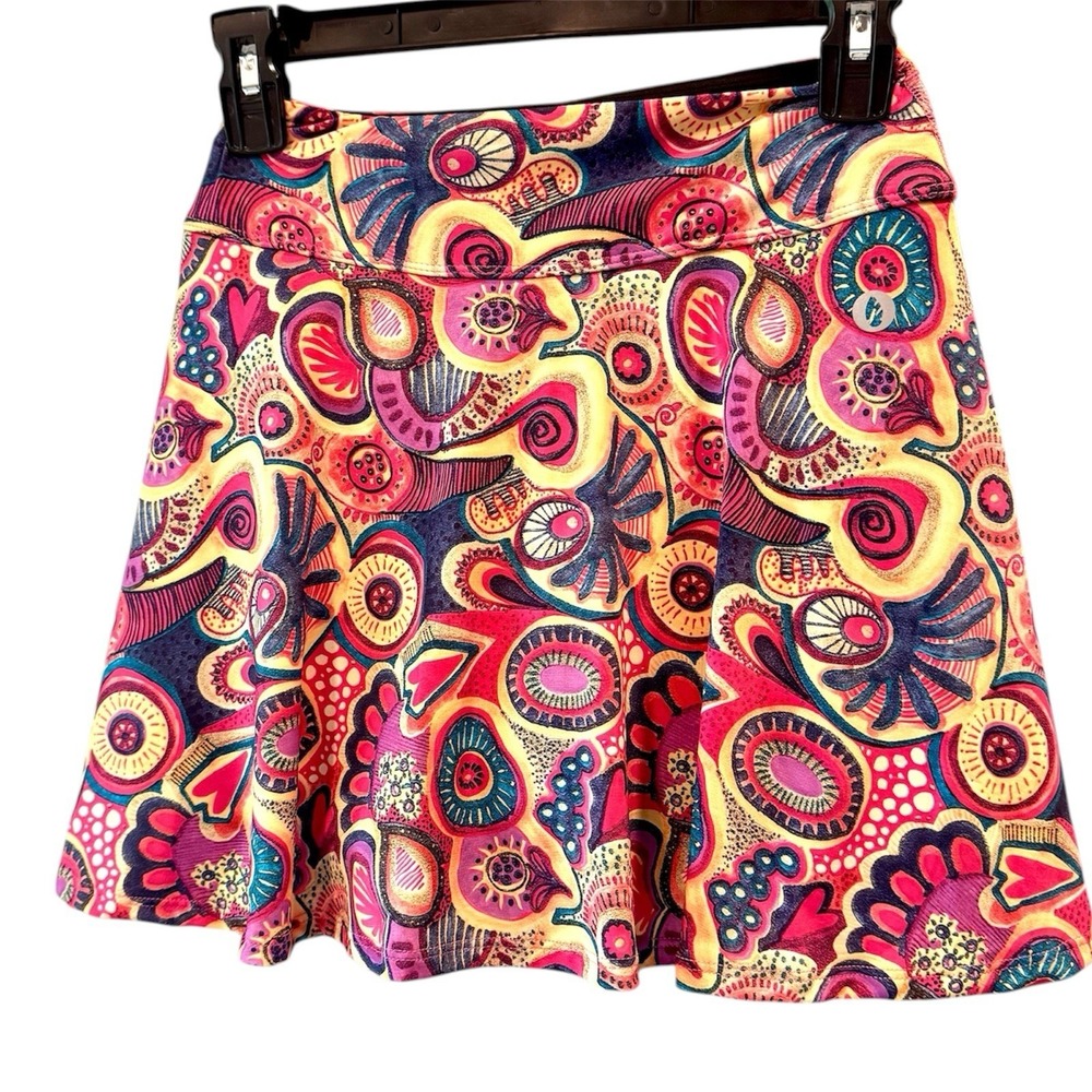 Dona Jo Athletic Skort Size 1 (US Small) Colorful Print Tennis Pickleball Artsy